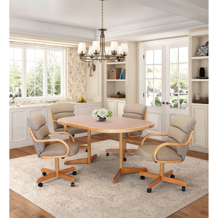 Dining room sets online with chairs on wheels